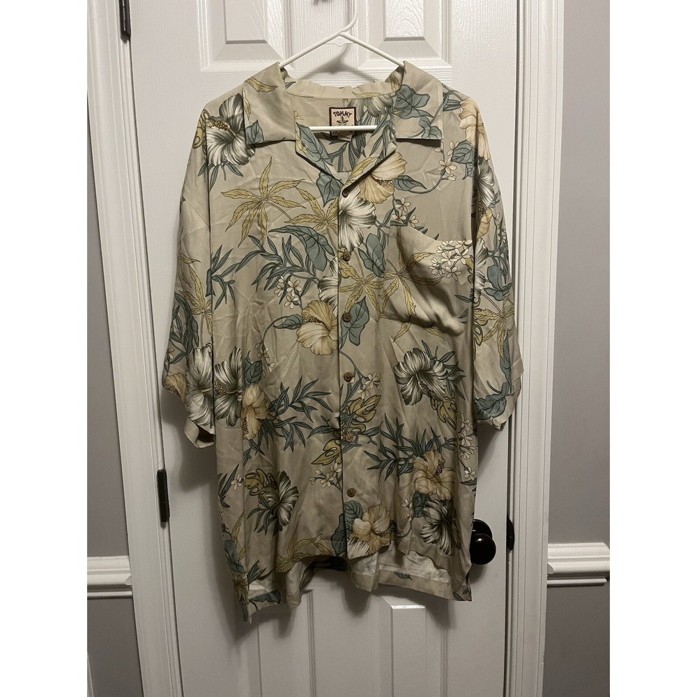 Men's‎ Tommy Bahama XL Elegant Psychedelic Flowers Abstract Silk Hawaiian Shirt